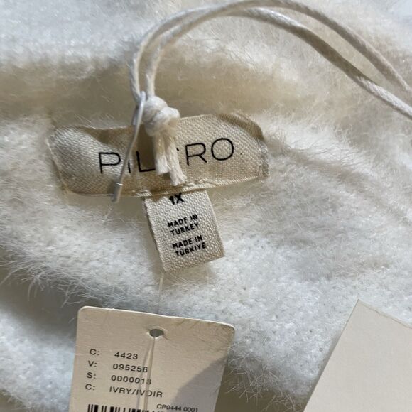 Anthropologie Pilcro Sweater Hoodie Ivory Eyelash Pullover Womens 1X Plus New - Picture 3 of 11